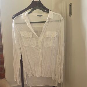 James Perse White Sheer Button-Down Shirt